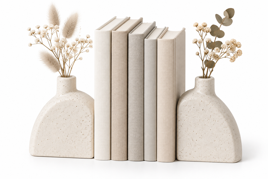 Ceramic Vase Bookend Pair